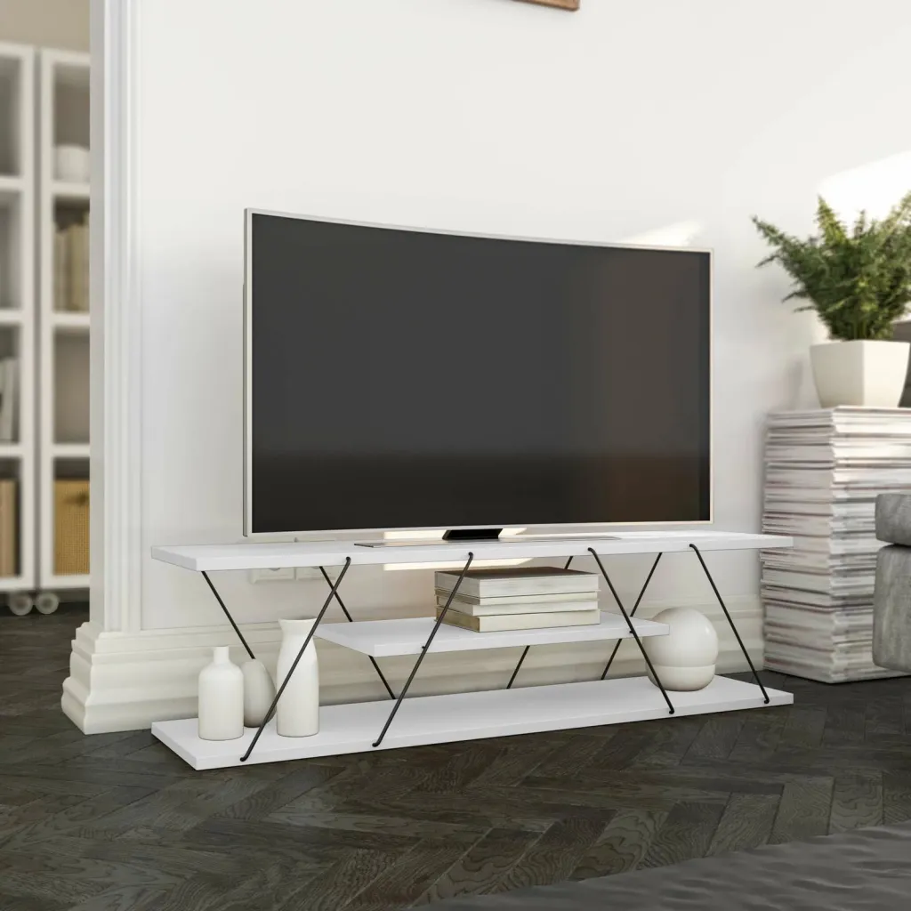 Komodë për TV Hanah Home, Canaz v2, e bardhë dhe e zezë - 2