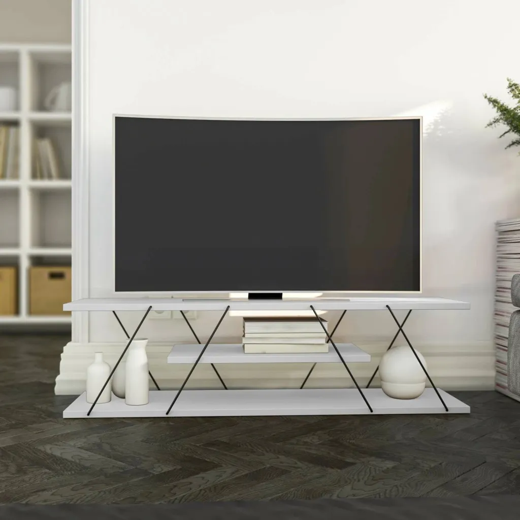 Komodë për TV Hanah Home, Canaz v2, e bardhë dhe e zezë - 3