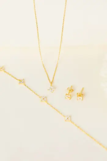 Set byzylyk dhe vathë argjendi, ngjyrë ari, Elika Silver, ELKSLVR7728A