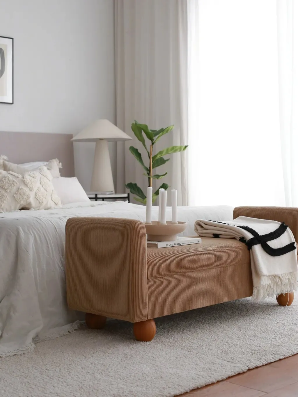 Bankë Atelier del Sofa, me sandik, ngjyrë camel - 3