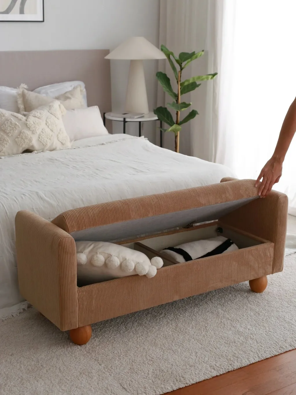 Bankë Atelier del Sofa, me sandik, ngjyrë camel - 7