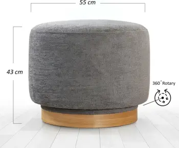 Puf Atelier del Sofa, rrotullues, ngjyrë gri