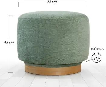 Puf Atelier del Sofa, i gjelbër, këmbë druri, rrotullues, 55x43x55cm