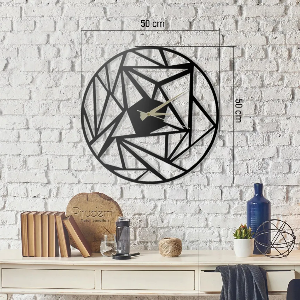 Orë muri dekorative prej metali, Wallity, Perspektif, e zezë, 50x50cm - 2