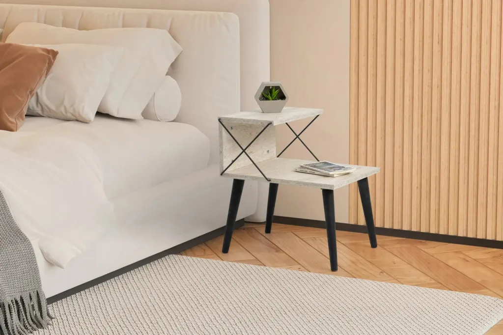 Komodin Hanah Home Cross, ngjyrë e zezë dhe travertin - 2