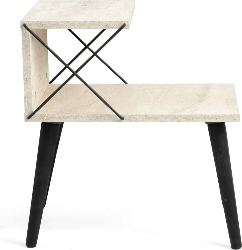 Komodin Hanah Home Cross, ngjyrë e zezë dhe travertin - 3