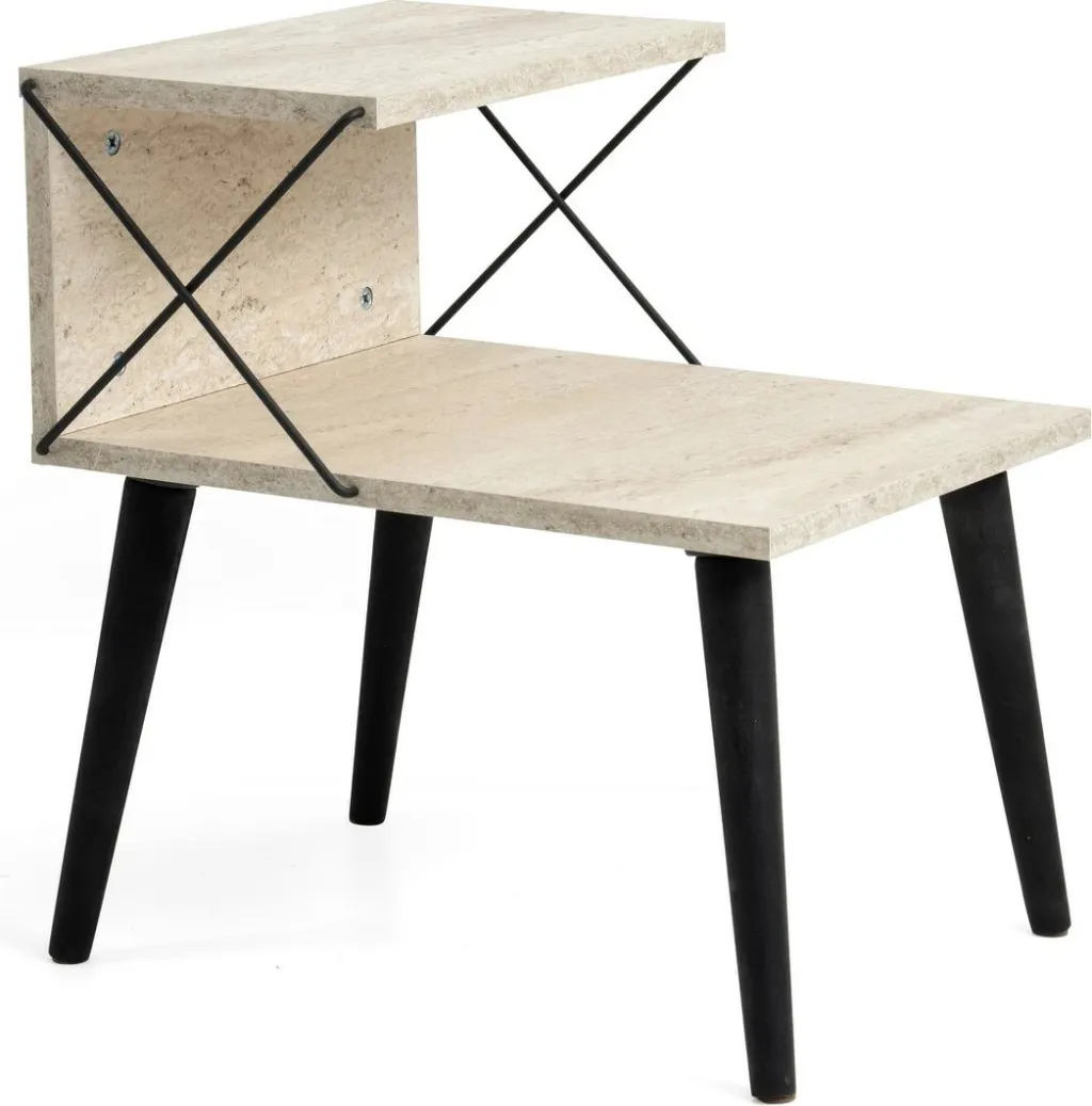 Komodin Hanah Home Cross, ngjyrë e zezë dhe travertin - 4