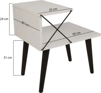 Komodin Hanah Home Cross, ngjyrë e zezë dhe travertin