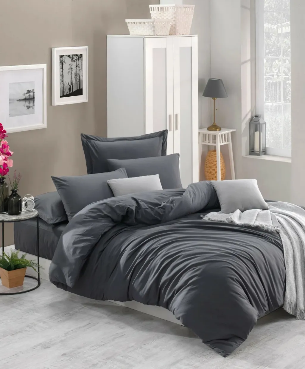Set mbulesë për jorgan dopio, L'essentiel, Basic, ngjyrë fume - 1