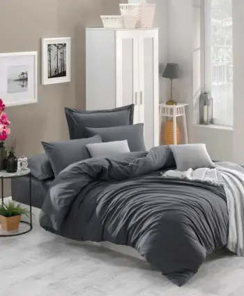 Set mbulesë për jorgan dopio, L'essentiel, Basic, ngjyrë fume