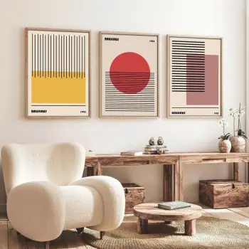 Set pikturash dekorative me kornizë MDF, shumëngjyrëshe, Wallity, Huhu266, 3 copë, 50x70cm