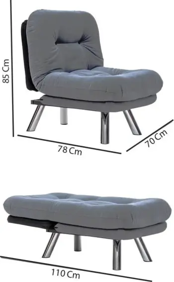 Krevat-karrige një vendësh Atelier del Sofa, Misa Small Solo, gri e çelët
