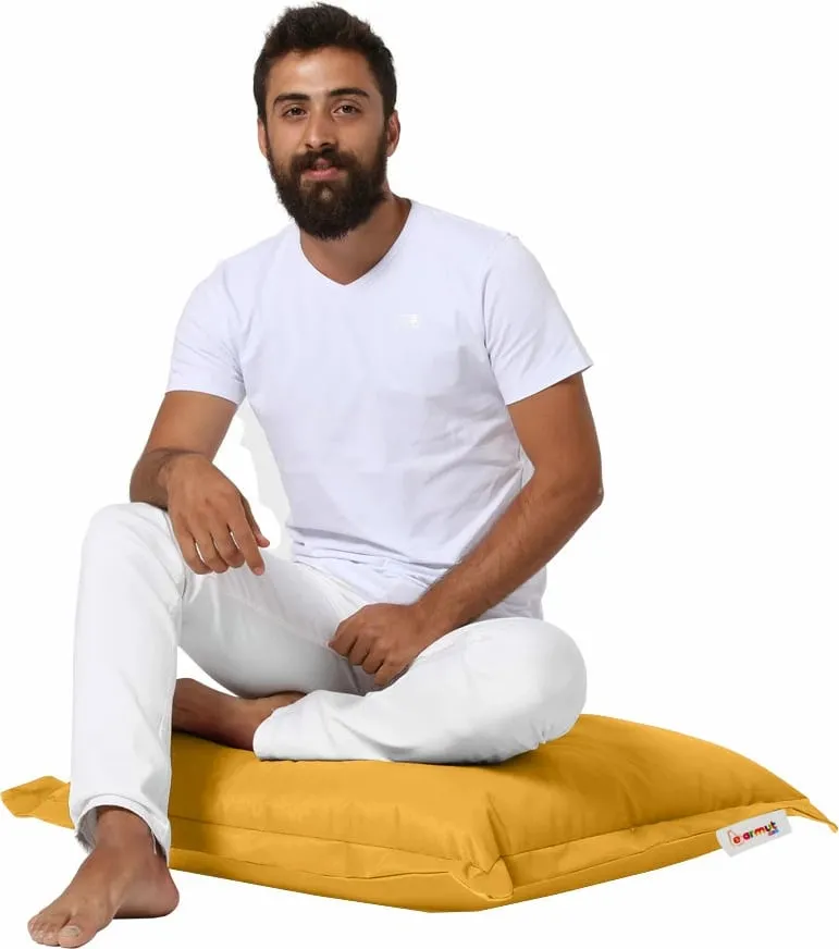 Jastëk për kopsht, pouf i verdhë, 70x70cm - 3