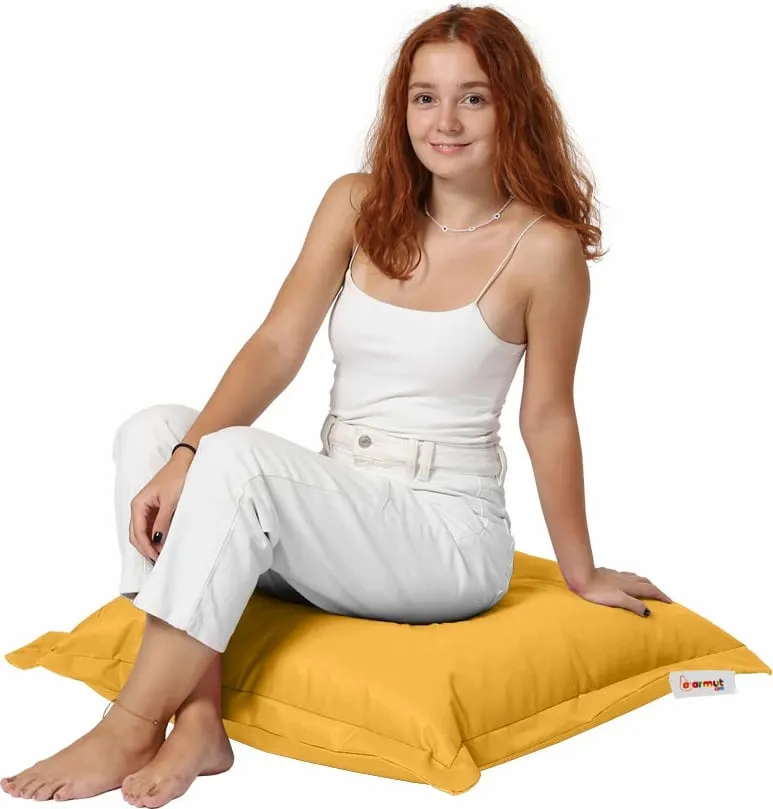 Jastëk për kopsht, pouf i verdhë, 70x70cm - 5
