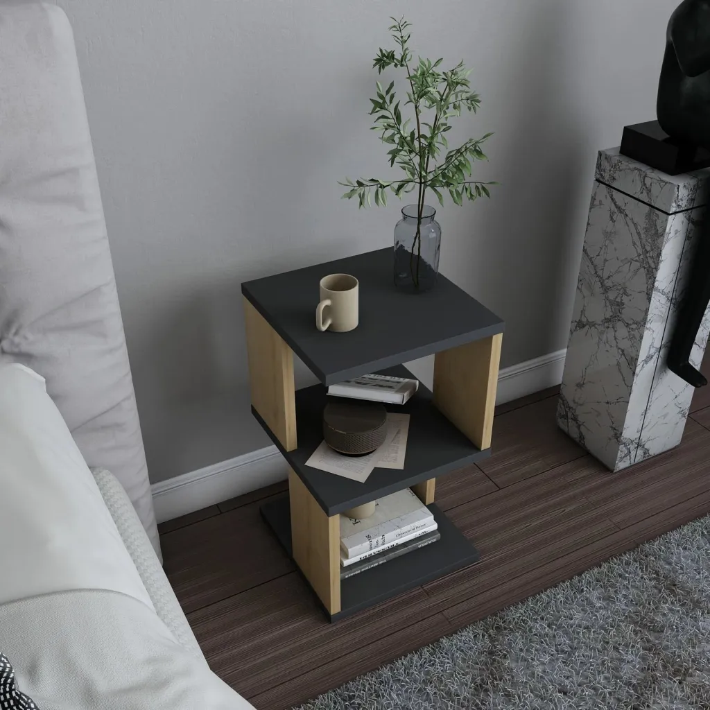 Komodinë Hanah Home Carter, antracit dhe lis - 3