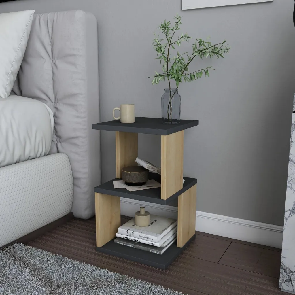 Komodinë Hanah Home Carter, antracit dhe lis - 4