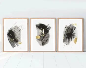 Pikturë dekorative me kornizë, MDF, 3 copë, Wallity, Huhu208, 50x70 cm