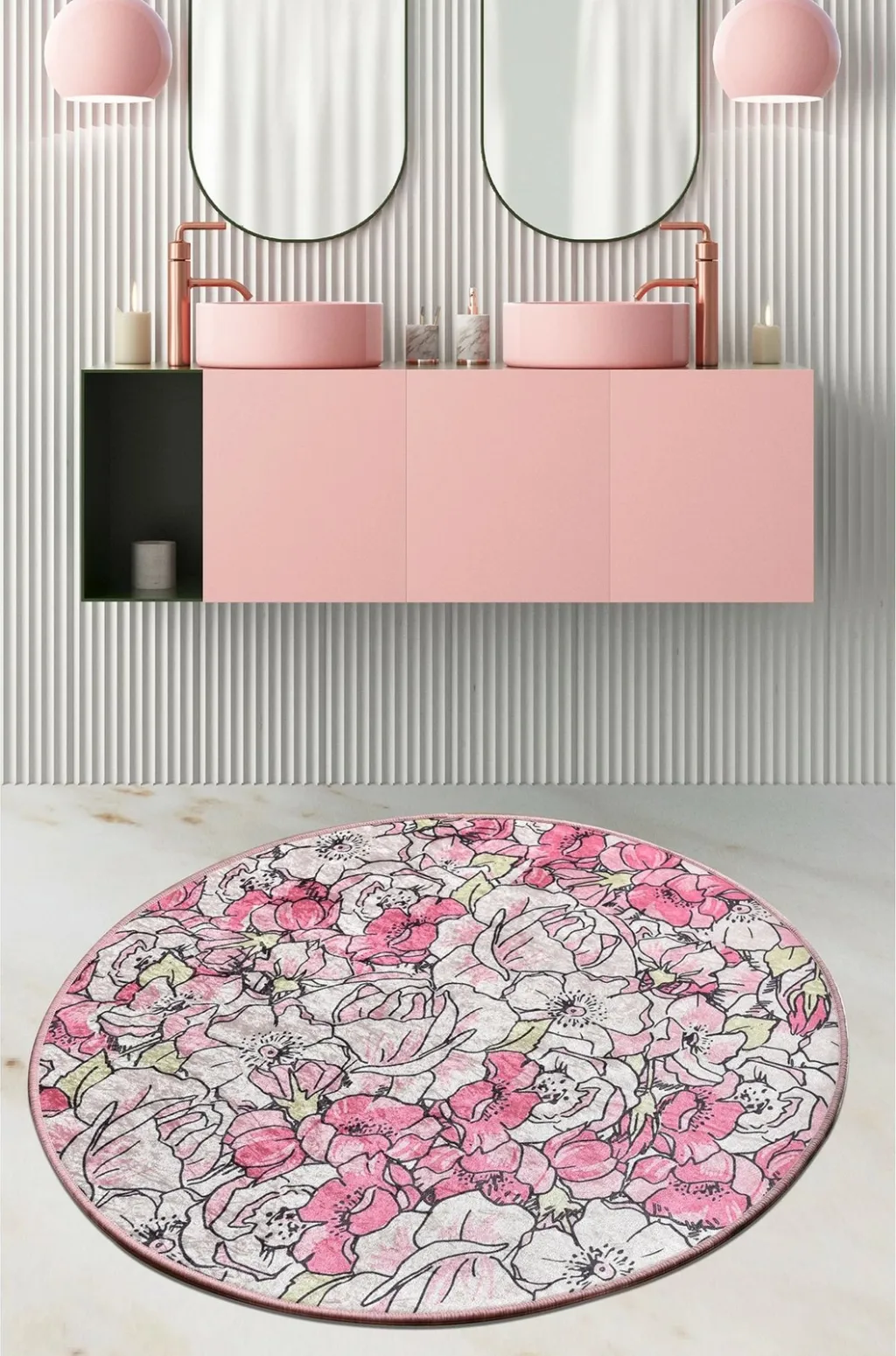 Tapet banje Mijölnir, formë roze, 200 cm, rozë - 1