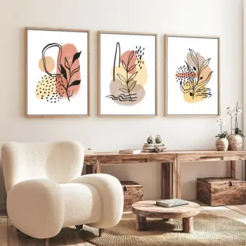 Pikturë dekorative me kornizë, MDF, shumëngjyrëshe, set prej 3 copash, Wallity, Huhu226, 50x70cm