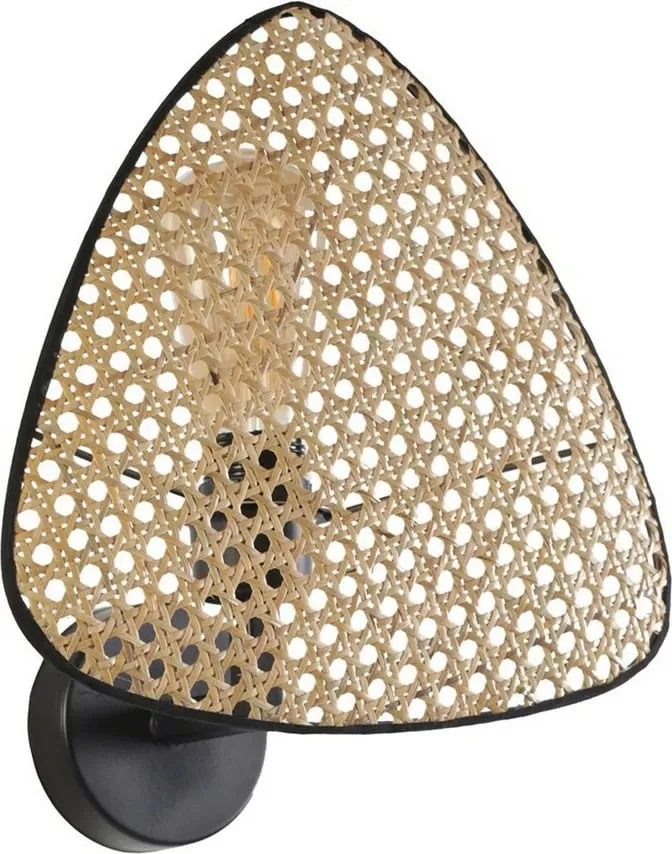Aplik muri Opviq Hera, metal e ratan, e zezë, 28cm - 2