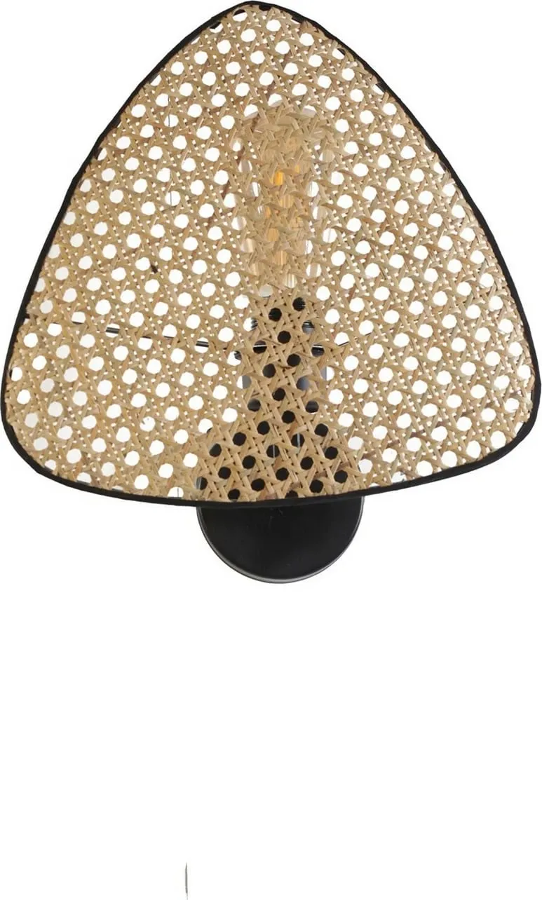 Aplik muri Opviq Hera, metal e ratan, e zezë, 28cm - 3