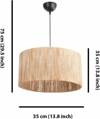 Llambë tavani Opviq, trup metalik, kapak jute, ngjyrë natyrale