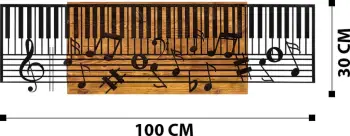 Aksesor dekorativ për mur, dru dhe metal, temë muzikore, ngjyrë e zezë dhe arre, Wallity Arya, 100x30cm