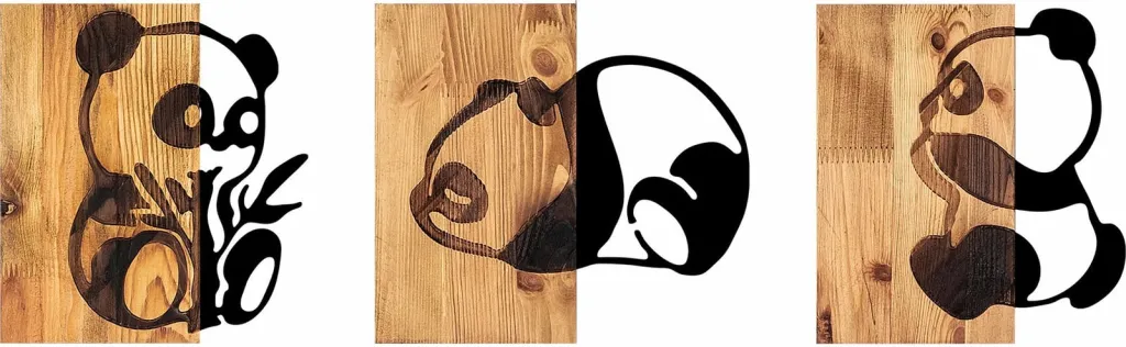 Aksesor dekorativ prej druri për mur, Wallity, panda, 335 - 5