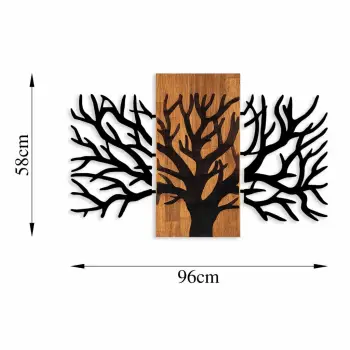 Aksesor dekorativ muri prej druri, Wallity, Horn Tree - 381, ngjyrë arre dhe e zezë, 59x96cm