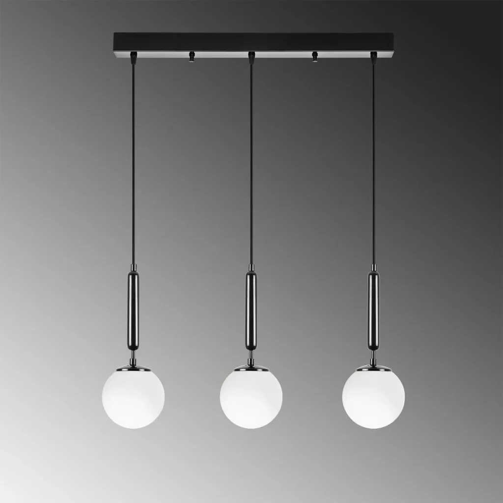 Llambë tavani Opviq King, e zezë, 3 drita, 62x15x134cm - 4