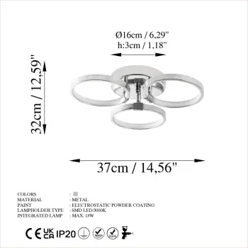 Llambë tavani Opviq Halka-13312, krom