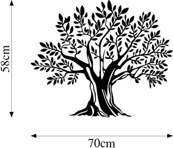 Aksesor dekorativ metalik për mur, Monumental Tree 19, ngjyrë e zezë, 58x70cm