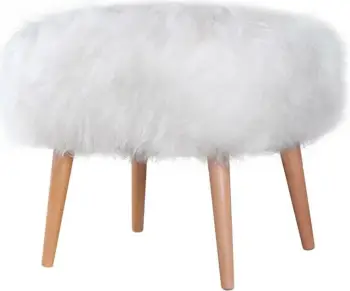 Puf skandinav, ngjyrë e bardhë, këmbë druri, Atelier del Sofa, Deer
