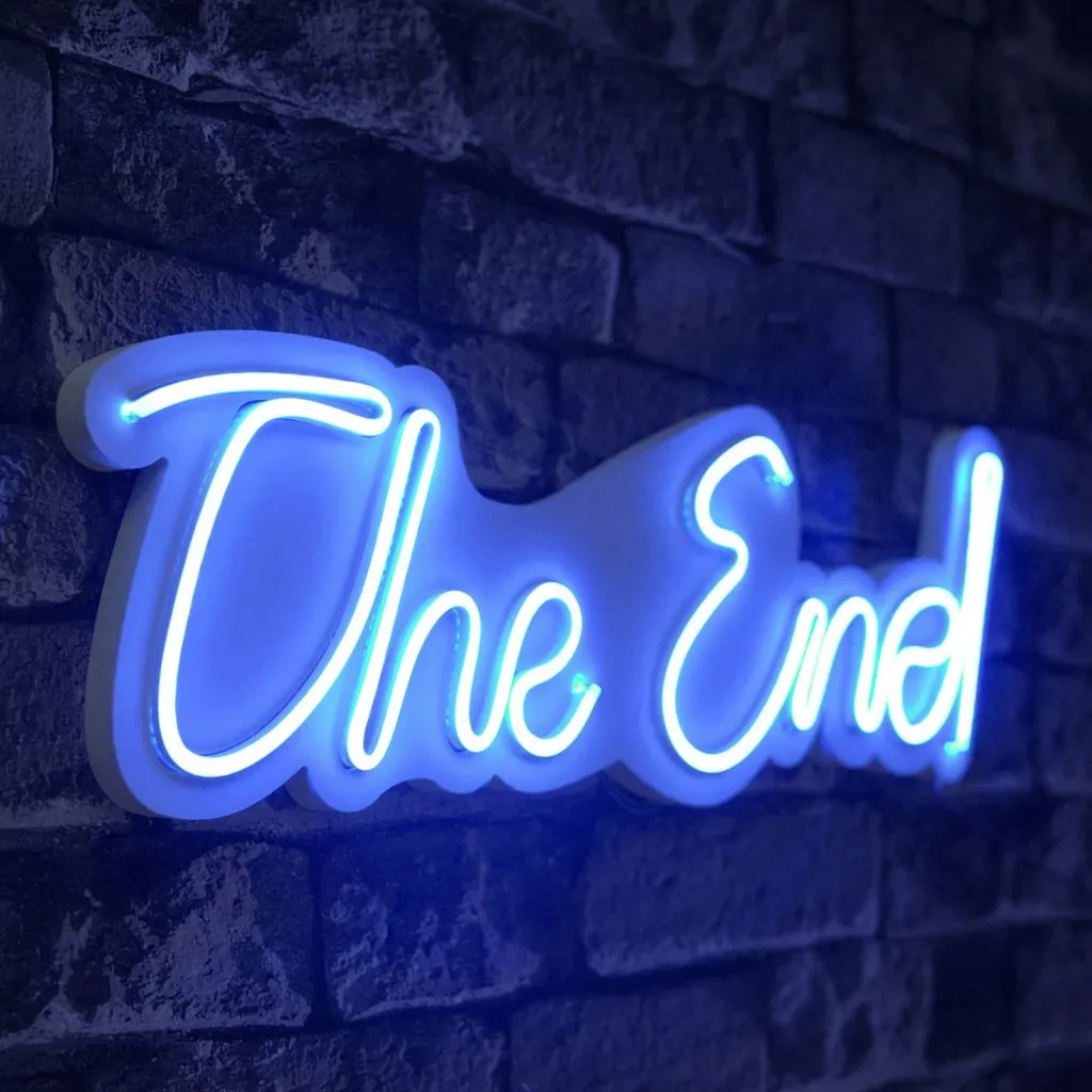 Dekor dritash LED plastike, 'The End', ngjyrë kaltër, 16x50x2cm - 2