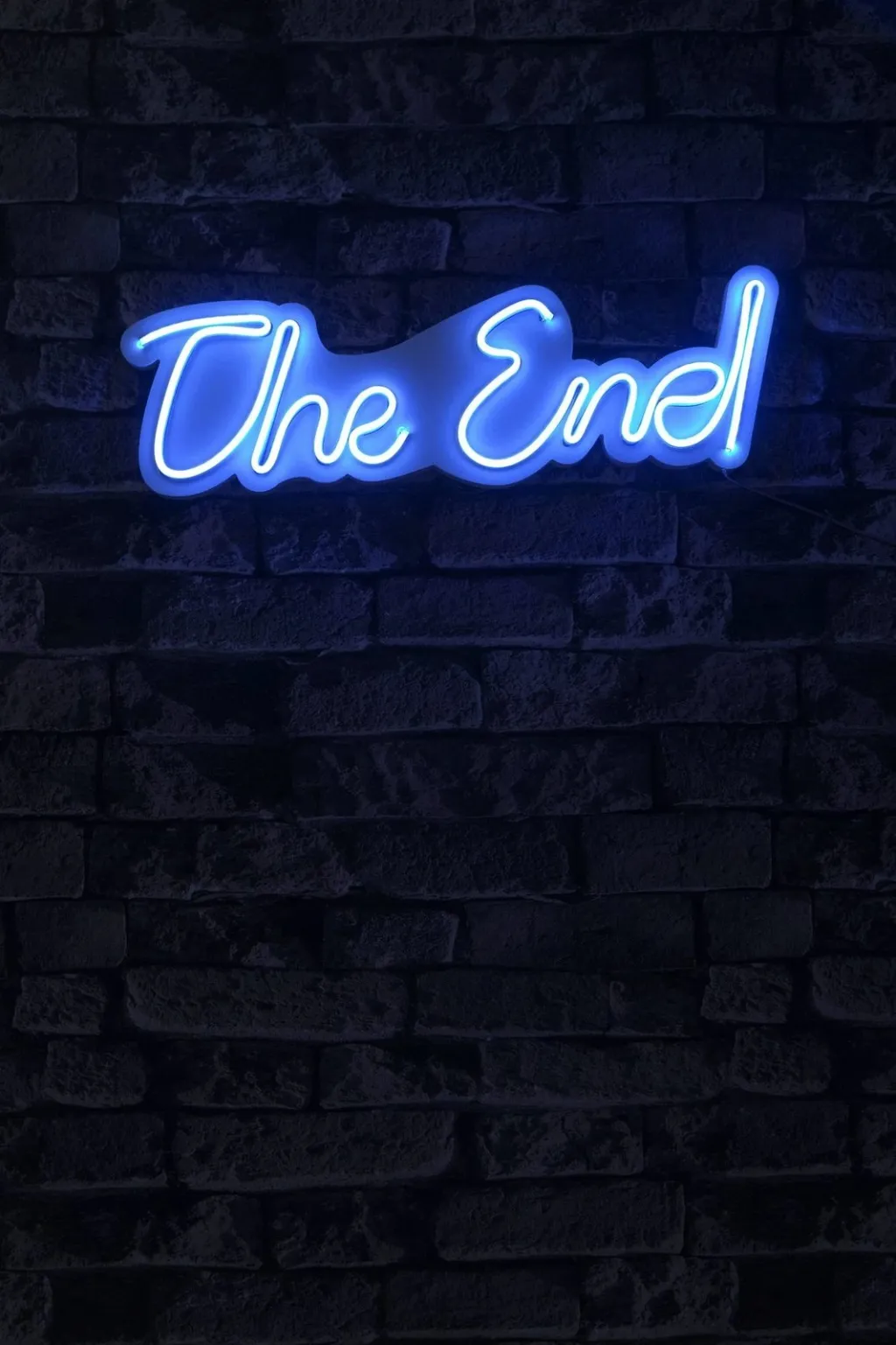 Dekor dritash LED plastike, 'The End', ngjyrë kaltër, 16x50x2cm - 4