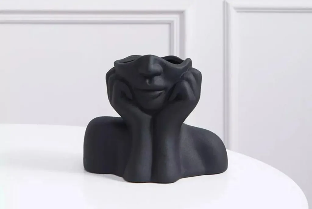 Vazo dekorative Aberto Design, stil skandinav, e zezë, 19x11x16cm - 1