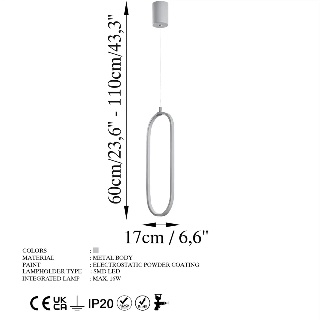 Llambë tavani Opviq, Can - 13562, ngjyrë gri - 1