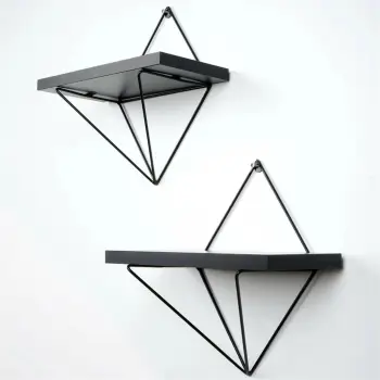 Raft Dekorativ Metalik për Mur Wr058, zezë