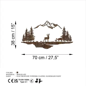 Aksesor dekorativ metalik për mur, peizazh me ngjyrë të vjetër, Wallity, Rusty Landscape 1