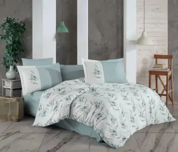 Set mbulesë jorgani single Poplin L'essentiel, Estate v2, ngjyrë Ice Blue