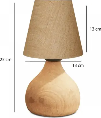 Llambë tavoline Opviq, AYD-3563, trup druri, kapak stof, bezhë, 28cm