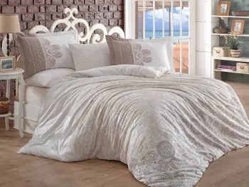 Set mbulesë për jorgan single Poplin L'essentiel, Irene, bezhë