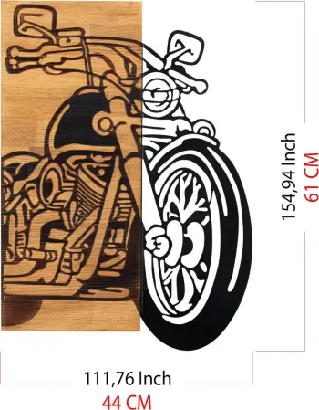 Aksesor dekorativ muri prej druri dhe metali, Wallity Chopper 2, ngjyrë e zezë dhe arre, 44x61cm