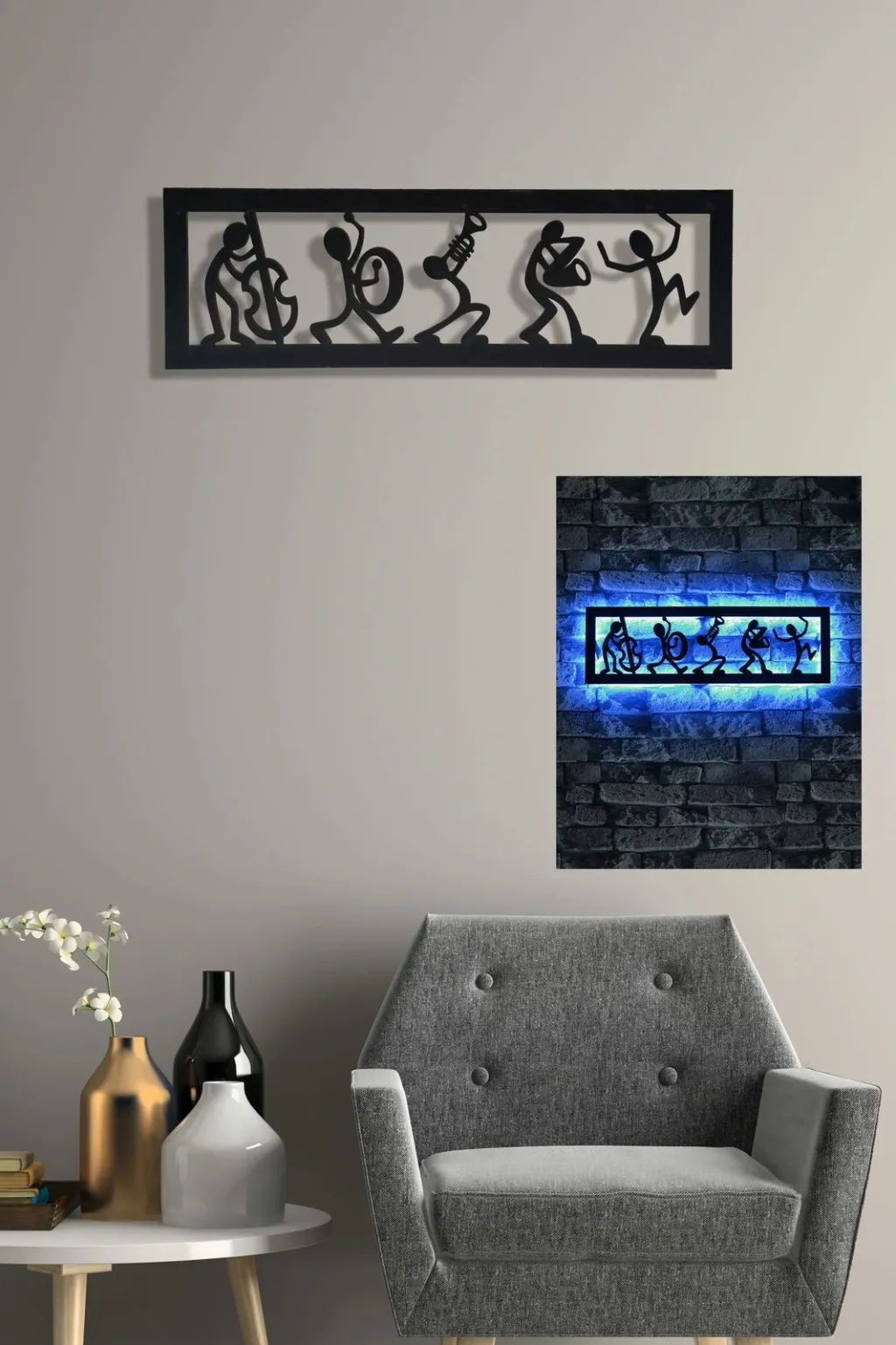 Dritë dekorative LED, motiv grup muzikor, ngjyrë blu - 2