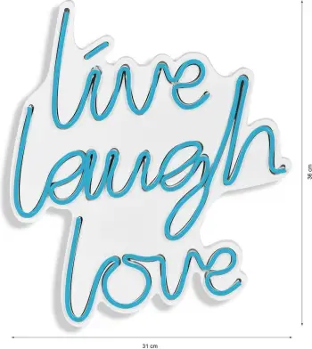 Dekor dritash LED plastike, 'live laugh love', ngjyrë kaltër