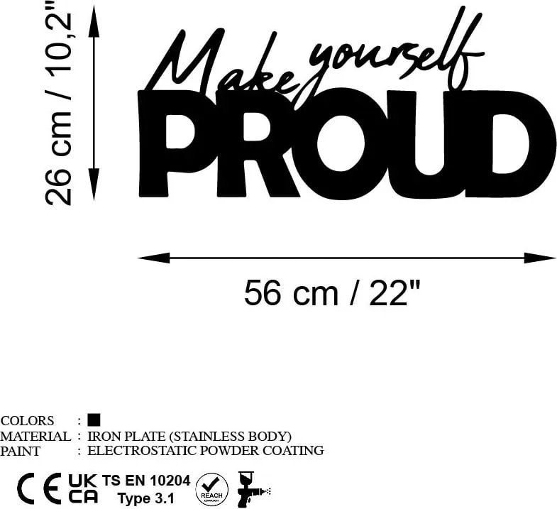 Aksesor dekorativ metalik për mur, Wallity, Make Yourself Proud - 1