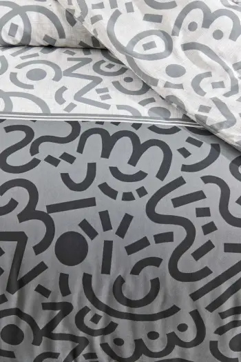 Set mbulesë për jorgan single L'essentiel, Doodle, e zezë