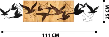 Aksesor dekorativ për mur, dru dhe metal, Wallity Albatros, ngjyrë e zezë dhe arre, 111x25cm