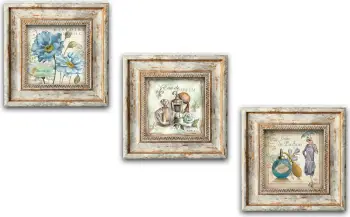 Set pikturash dekorative me kornizë MDF, shumëngjyrëshe, Wallity Huhu319, 3 copë, 30x30cm