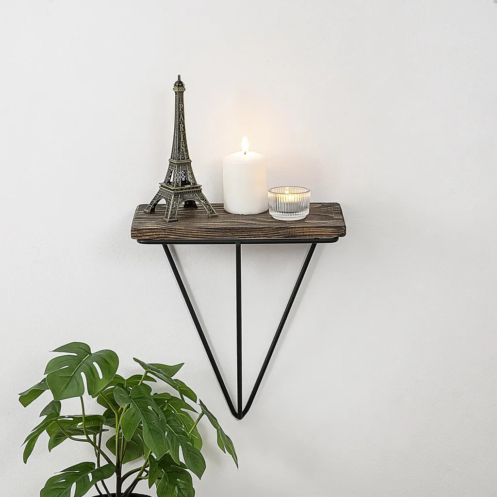 Raft muri industrial Hanah Home, ngjyrë e zezë dhe arre e errët, Phalaenopsis - 4